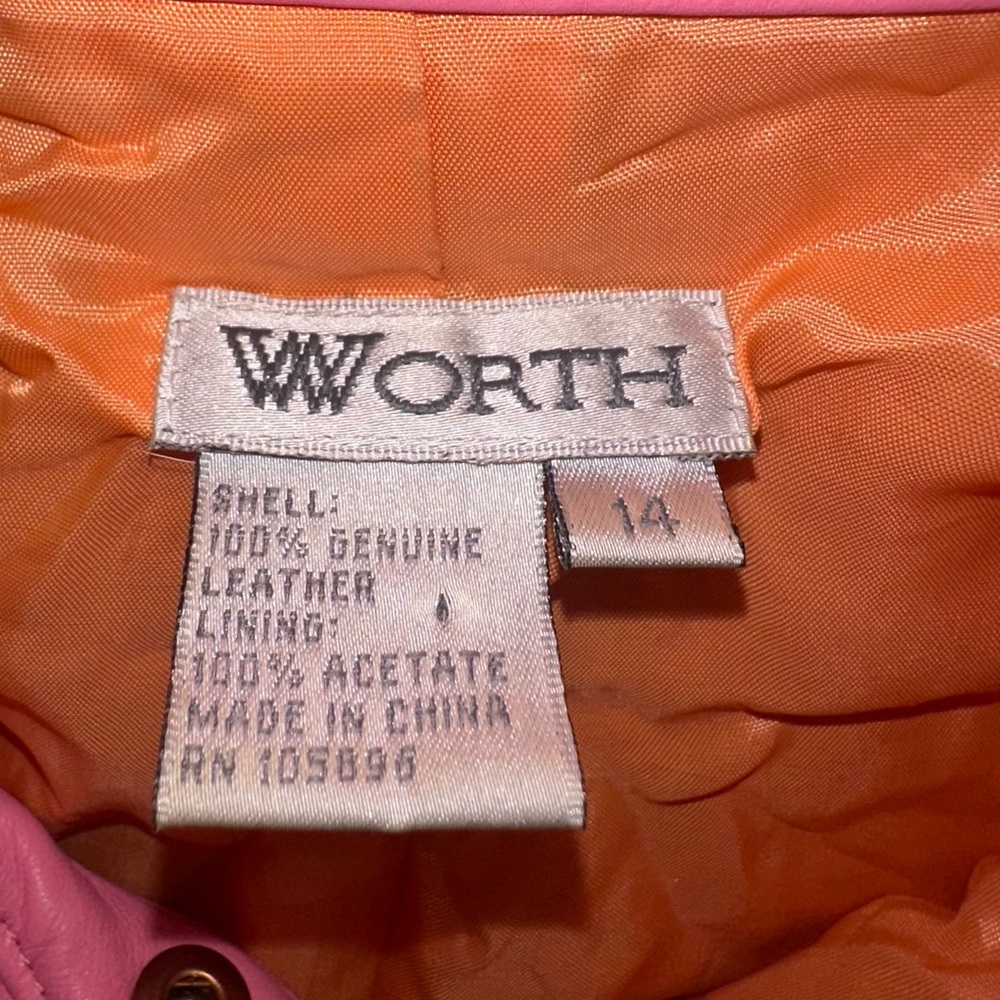 Worth Bubblegum Pink Leather Blazer Jacket Size 14 Butter Soft Quiet Luxury 90s - Picture 14 of 16
